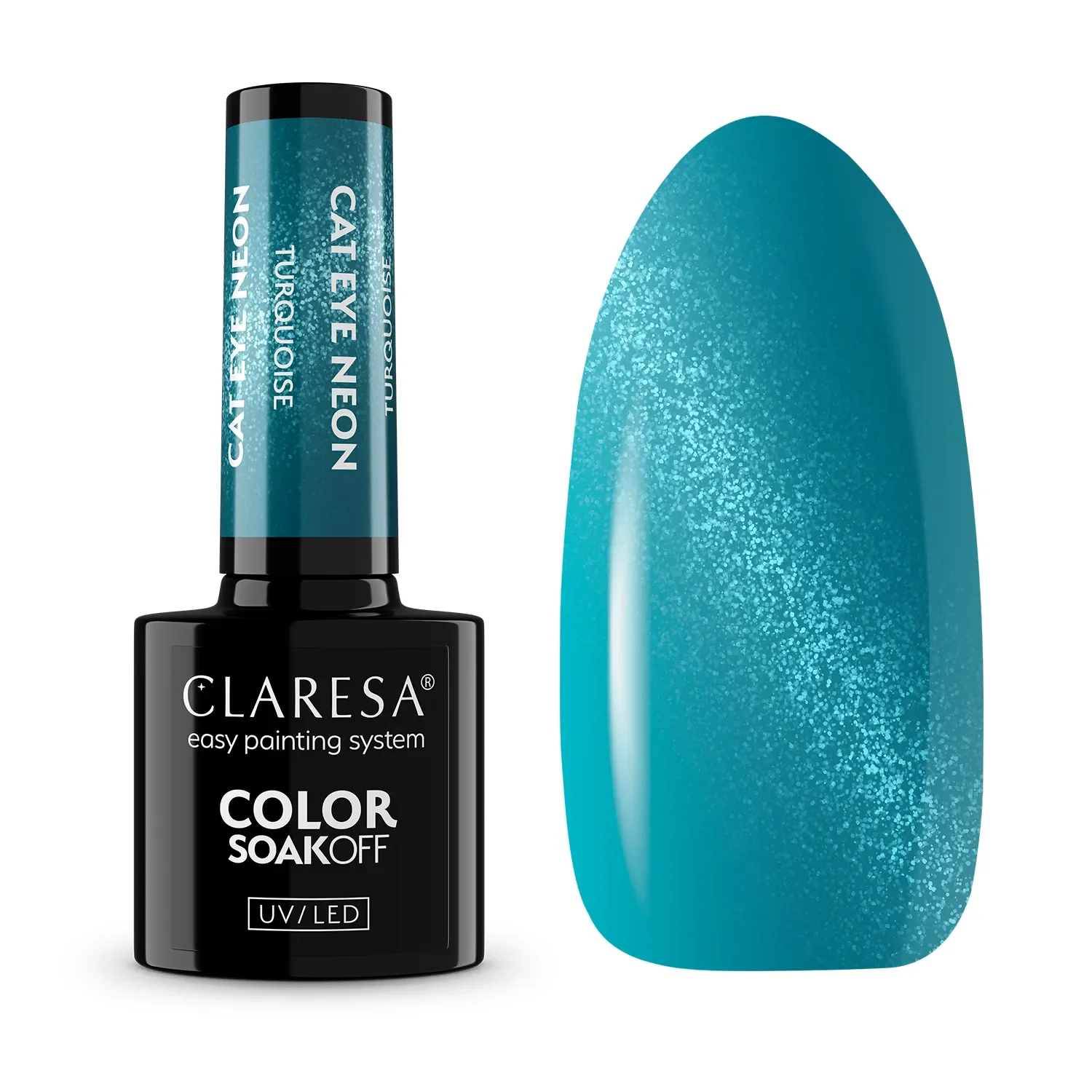 Lakier Hybrydowy Claresa Cat Eye Neon Turquoise 5g