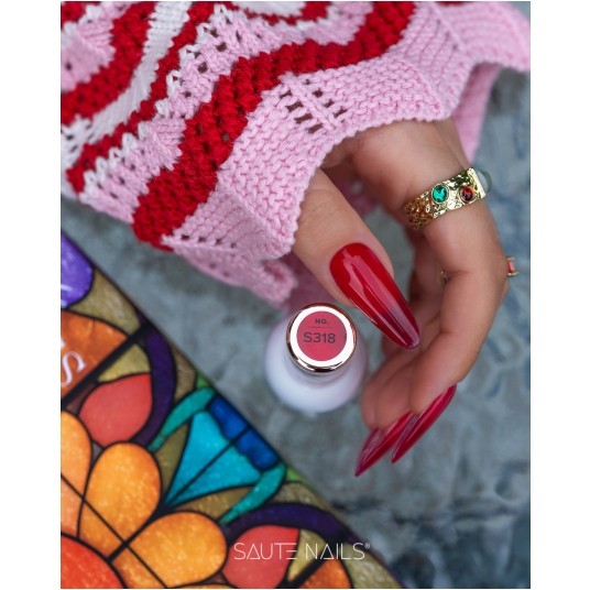 Lakier Hybrydowy Saute Nails S318 Glass Red 8ml -zdjęcie numer 4