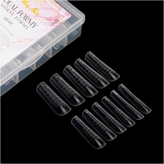 Molly Nails Górne formy dual do budowy z podziałką kwadrat 11 rozmiarów 120szt -zdjęcie numer 2