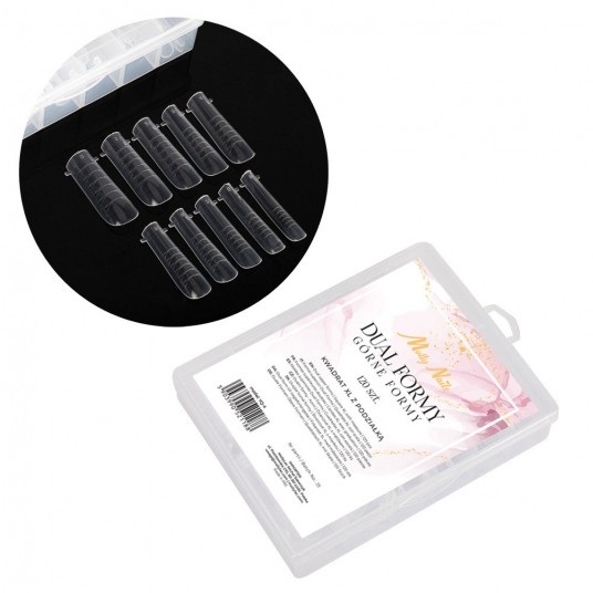 Molly Nails Górne formy dual tunelowe do budowy XL Kwadrat z podziałką YQ-4 120szt -zdjęcie numer 1