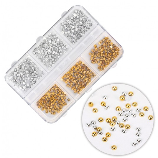 Molly Nails kasetka z ozdobami ćwieki mix kolorów 1000szt -zdjęcie numer 1