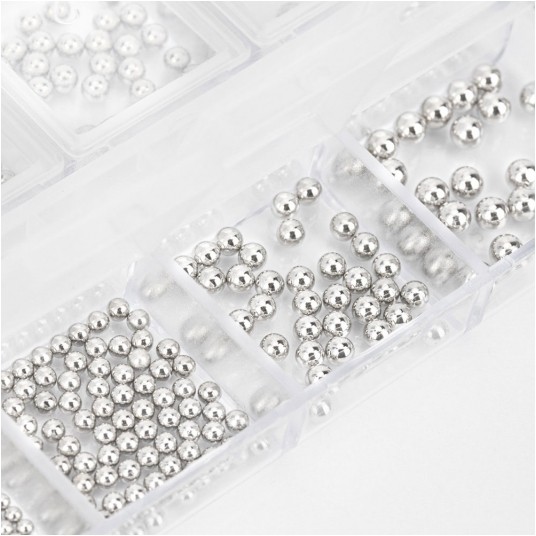 Molly Nails kasetka z ozdobami srebrny silver 1000szt -zdjęcie numer 3