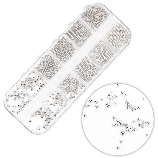 Molly Nails kasetka z ozdobami srebrny silver 1000szt -zdjęcie numer 1