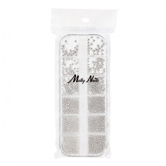 Molly Nails kasetka z ozdobami srebrny silver 1000szt -zdjęcie numer 2