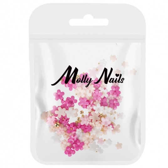Molly Nails ozdoby do paznokci kwiatki akrylowe + kulki mix kolorów Nr 1 150szt -zdjęcie numer 1