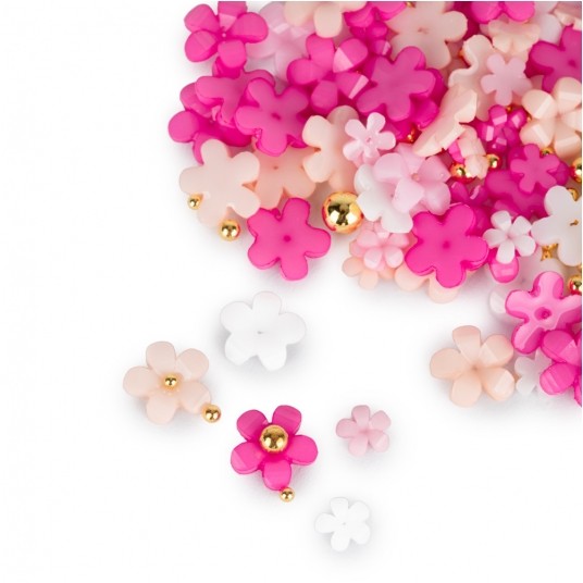 Molly Nails ozdoby do paznokci kwiatki akrylowe + kulki mix kolorów Nr 1 150szt -zdjęcie numer 2