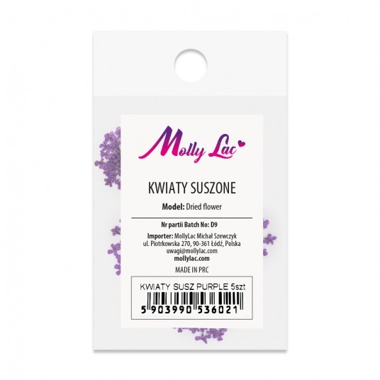 MollyLac ozdoba suszone kwiatki do zdobień paznokci Purple 5szt -zdjęcie numer 3