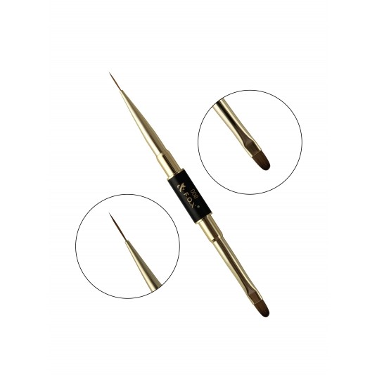Pędzelek F.O.X Nail Art Double Brush 008 dwustronny owal + liner -zdjęcie numer 2