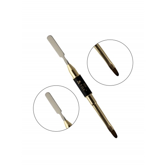 Pędzelek F.O.X Nail Art Double Brush 009 Akrylożelowy / for Acrylgel owal + szpatułka -zdjęcie numer 2