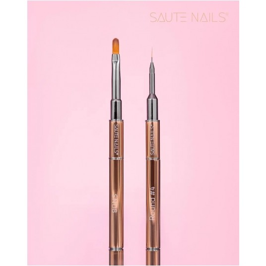 Pędzelek Saute Nails dwustronny SN08 + Round #4 -zdjęcie numer 2