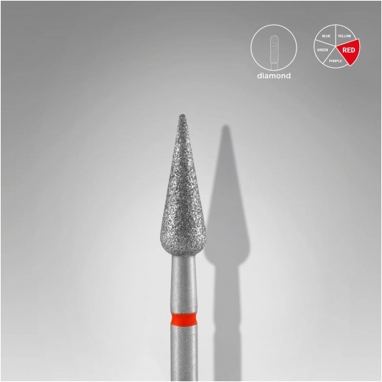 STALEKS Frez diamentowy czerwony gruszka ostra 4mm / 12mm -zdjęcie numer 1