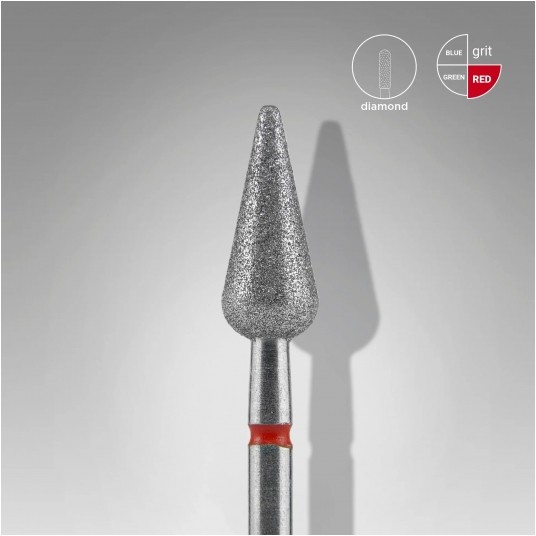 STALEKS Frez diamentowy czerwony gruszka ostra 5mm / 12mm -zdjęcie numer 1