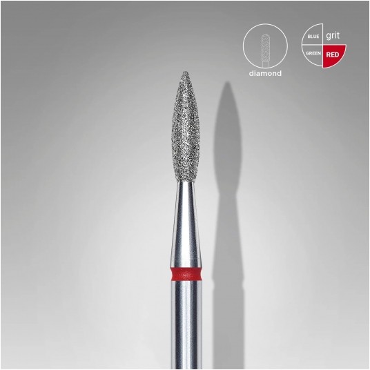 STALEKS Frez diamentowy czerwony płomień ostry 2,1mm / 8mm -zdjęcie numer 1
