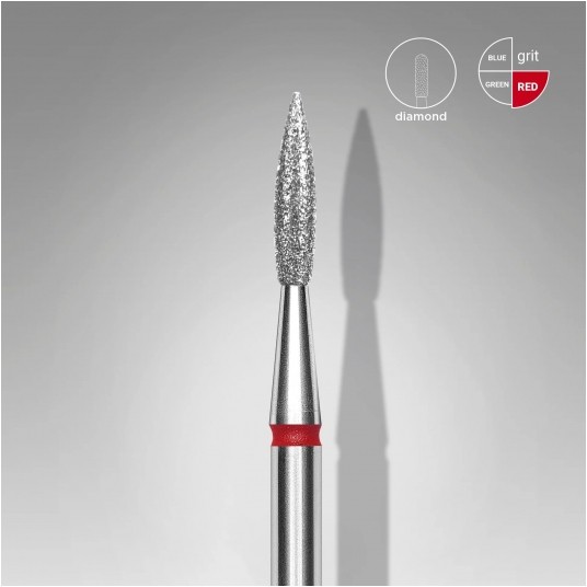 STALEKS Frez diamentowy czerwony płomień ostry 2,3mm / 8mm -zdjęcie numer 1