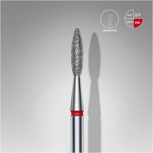 STALEKS Frez diamentowy czerwony płomyk 2,1mm / 8mm -zdjęcie numer 1