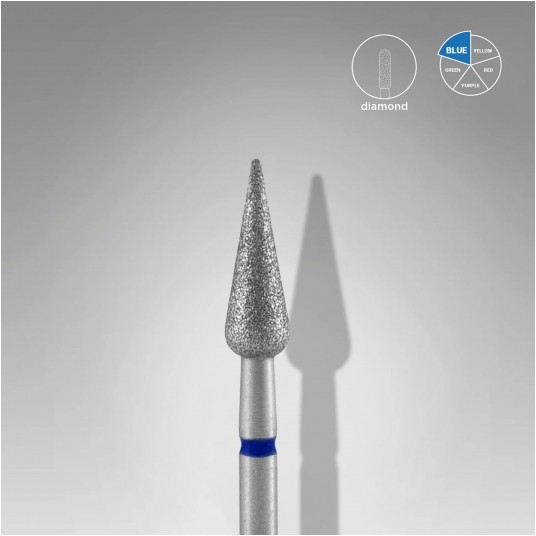 STALEKS Frez diamentowy niebieski gruszka ostra 4mm / 12mm -zdjęcie numer 1