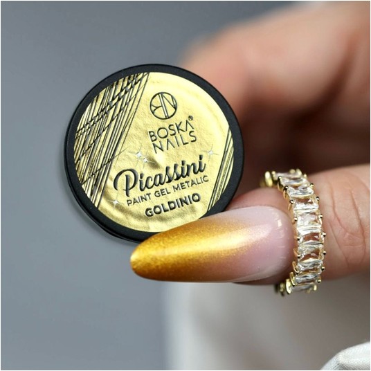 Żel do zdobień Metalic Boska Nails Picassini Goldinio 5ml -zdjęcie numer 3