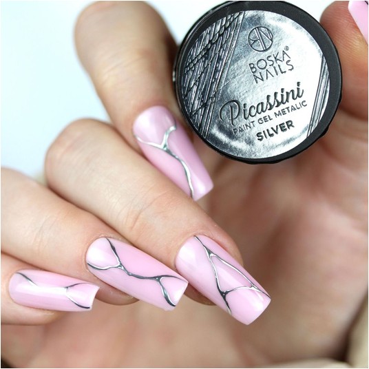 Żel do zdobień Metalic Boska Nails Picassini Silver 5ml -zdjęcie numer 3