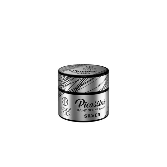 Żel do zdobień Metalic Boska Nails Picassini Silver 5ml -zdjęcie numer 4