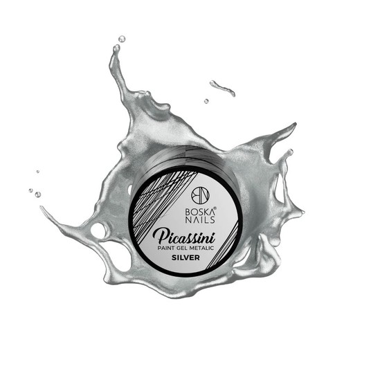 Żel do zdobień Metalic Boska Nails Picassini Silver 5ml -zdjęcie numer 2