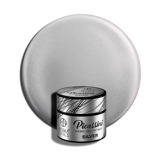 Żel do zdobień Metalic Boska Nails Picassini Silver 5ml -zdjęcie numer 1