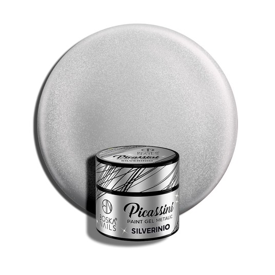 Żel do zdobień Metalic Boska Nails Picassini Silverinio 5ml -zdjęcie numer 1