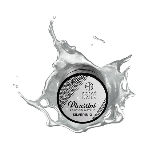 Żel do zdobień Metalic Boska Nails Picassini Silverinio 5ml -zdjęcie numer 2