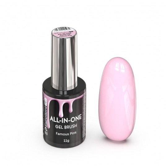 Żel Excellent PRO All-in-One Gel Brush Famous Pink 11g -zdjęcie numer 1
