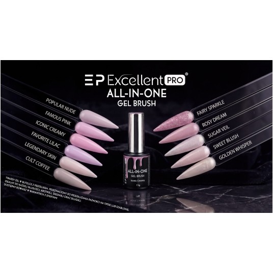 Żel Excellent PRO All-in-One Gel Brush Famous Pink 11g -zdjęcie numer 3