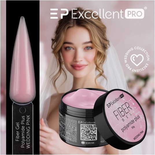 Żel Excellent PRO Fiber Gel Polyamide Plus Wedding Pink 50g -zdjęcie numer 2