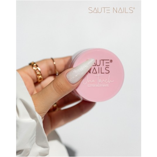 Żel Saute Nails One Touch Gel Glitter Milky White 50g -zdjęcie numer 1