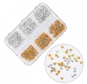 Molly Nails kasetka z ozdobami ćwieki mix kolorów 1000szt