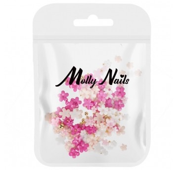Molly Nails ozdoby do paznokci kwiatki akrylowe + kulki mix kolorów Nr 1 150szt
