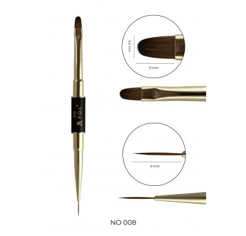 Pędzelek F.O.X Nail Art Double Brush 008 dwustronny owal + liner