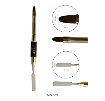 Pędzelek F.O.X Nail Art Double Brush 009 Akrylożelowy / for Acrylgel owal + szpatułka