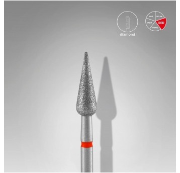 STALEKS Frez diamentowy czerwony gruszka ostra 4mm / 12mm