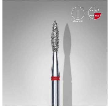 STALEKS Frez diamentowy czerwony płomień ostry 2,1mm / 8mm