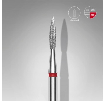 STALEKS Frez diamentowy czerwony płomień ostry 2,3mm / 8mm